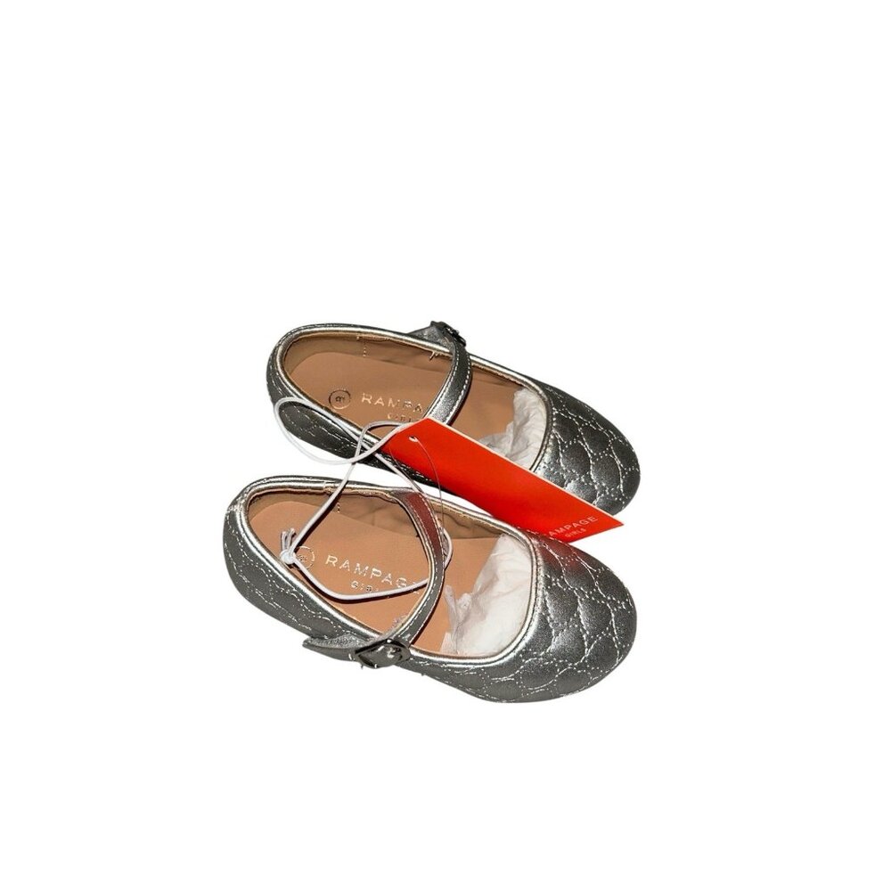 Rampage Girls Sliver Casual Dress Holiday School Ballet Flats Shoes Size 8
